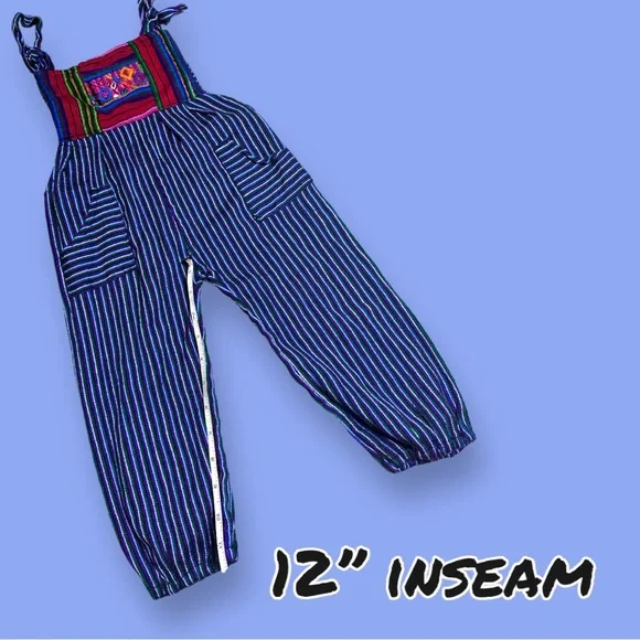 EUC Children’s Woven Multi-Color Striped Knit Romper. Adjustable Size 2-3T - Picture 3 of 8